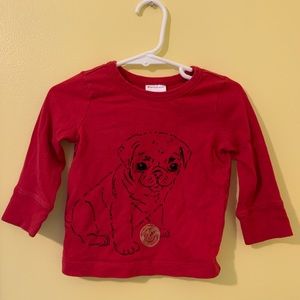 Hanna andersson red embroidered pug shirt 18-24
